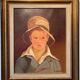 Portrait of the boy in the straw hat 70s/80s, signed