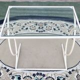 Side table, Small Art Deco Console in White Lacquered Metal, circa 1940