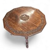 Antique tripot carved folding table / Netherlands / oak / 19th century circa 1880