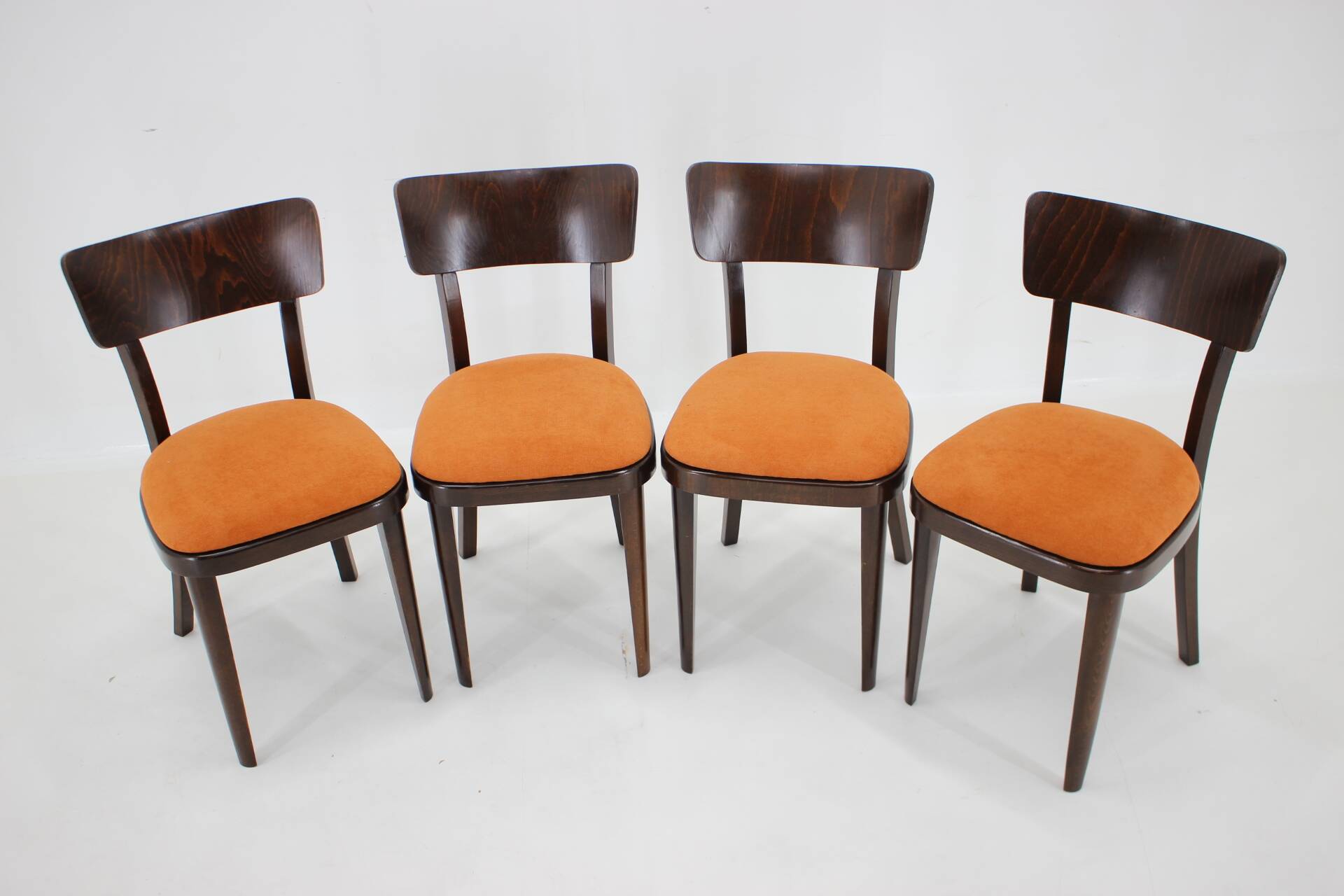 1950s Set of Four Restored Dining Chairs, Czechoslovakia