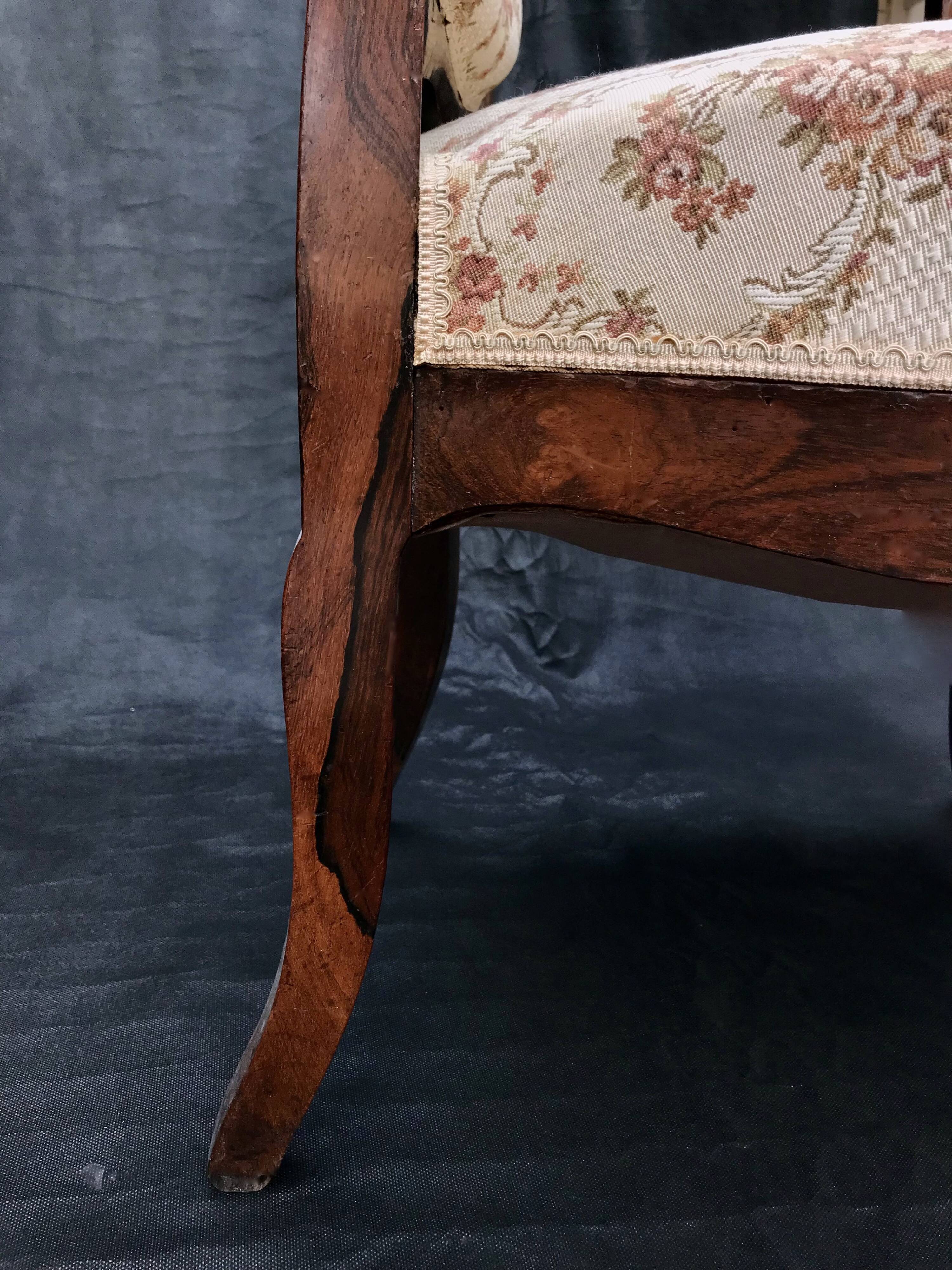 Shepherdess armchair in rosewood fleuron shell Napoleon III