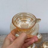 6 tasses à café en verre ambré 1970 italiennes