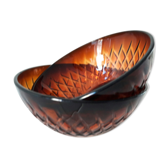 Duo de 2 coupelles verre années 70
