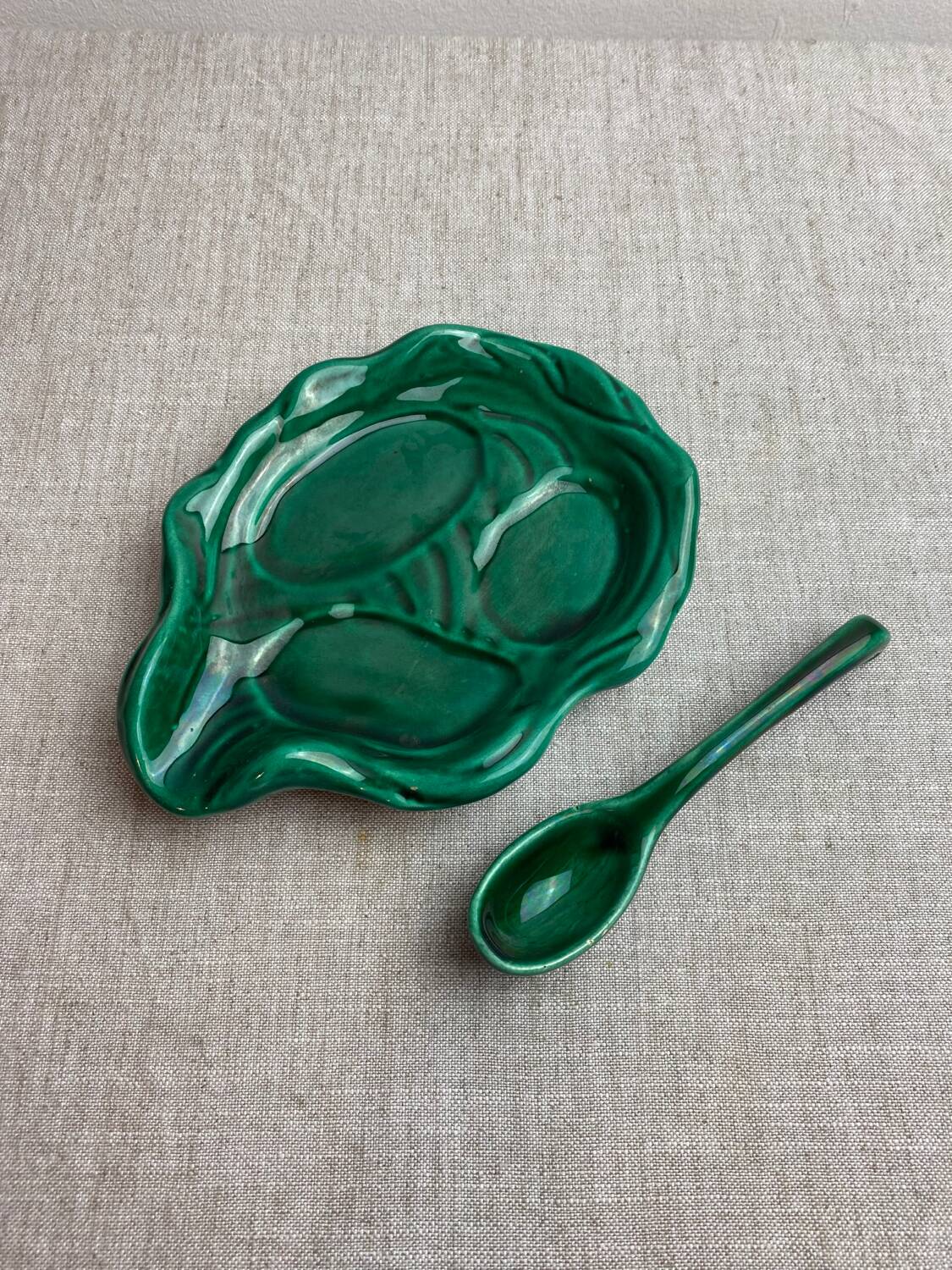 Vallauris ceramic dish and spoon