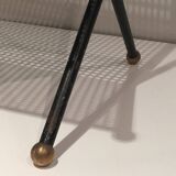 Black lacquered metal design magazine rack, perforated sheet and brass