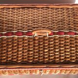 Wicker and scoubidou sewing basket