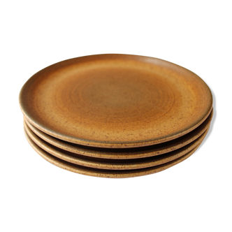 Ensemble de 4 grandes assiettes plates en grès vintage