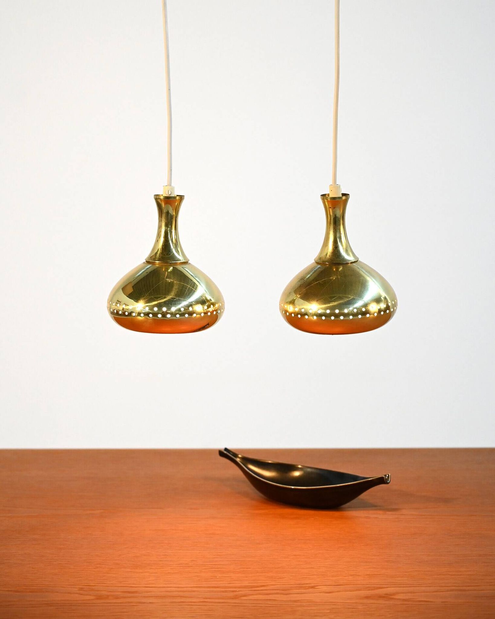 Pair of pendant lamps attributable to Hans-Agne Jakobsson for Markaryd, 195