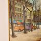 Vintage Large Modernist Original  Oil on Canvas" City Idyll" by - Vintage & Framed
