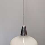 Water drop pendant light Space age in white opaline, France circa 1970.