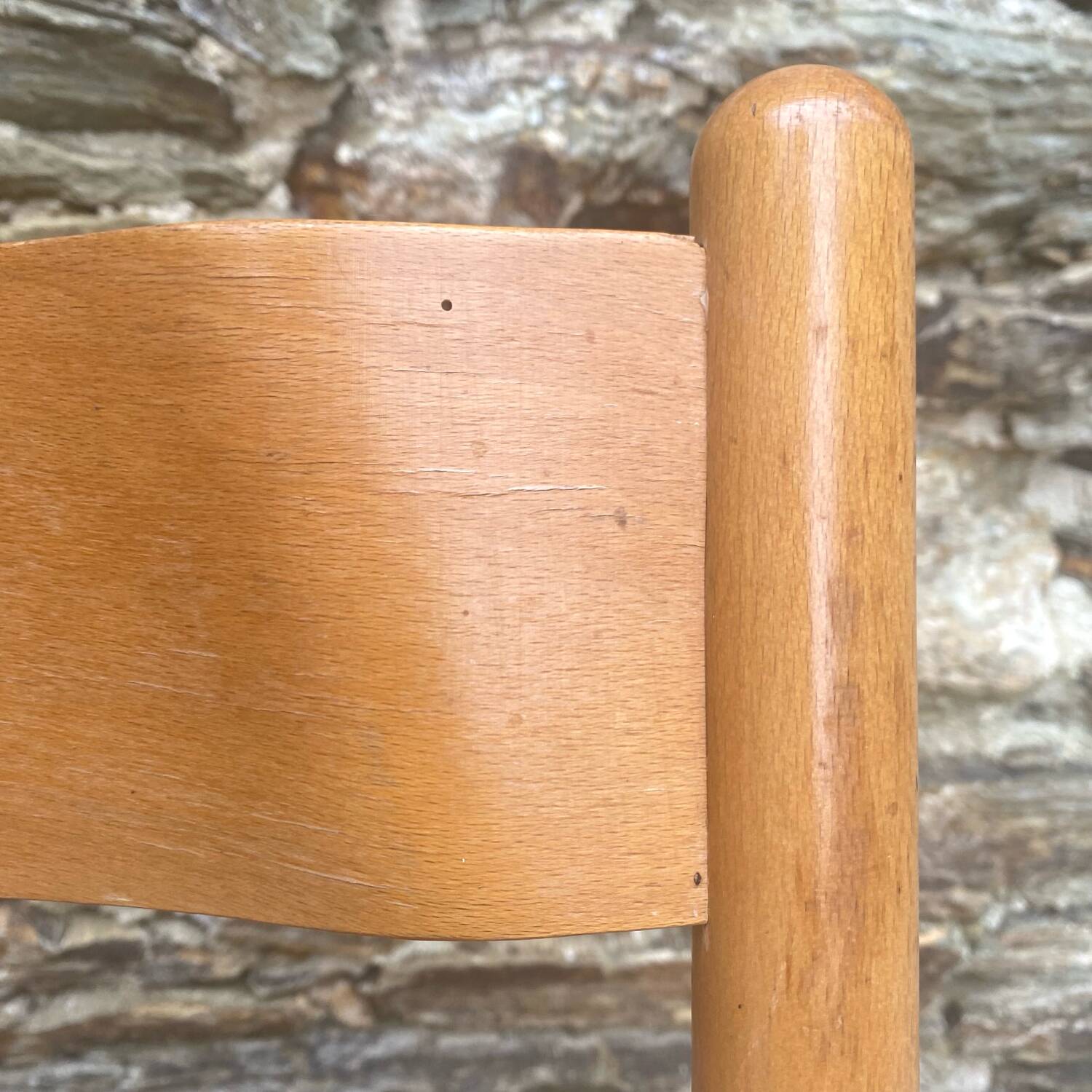 80s wooden and cane folding chair