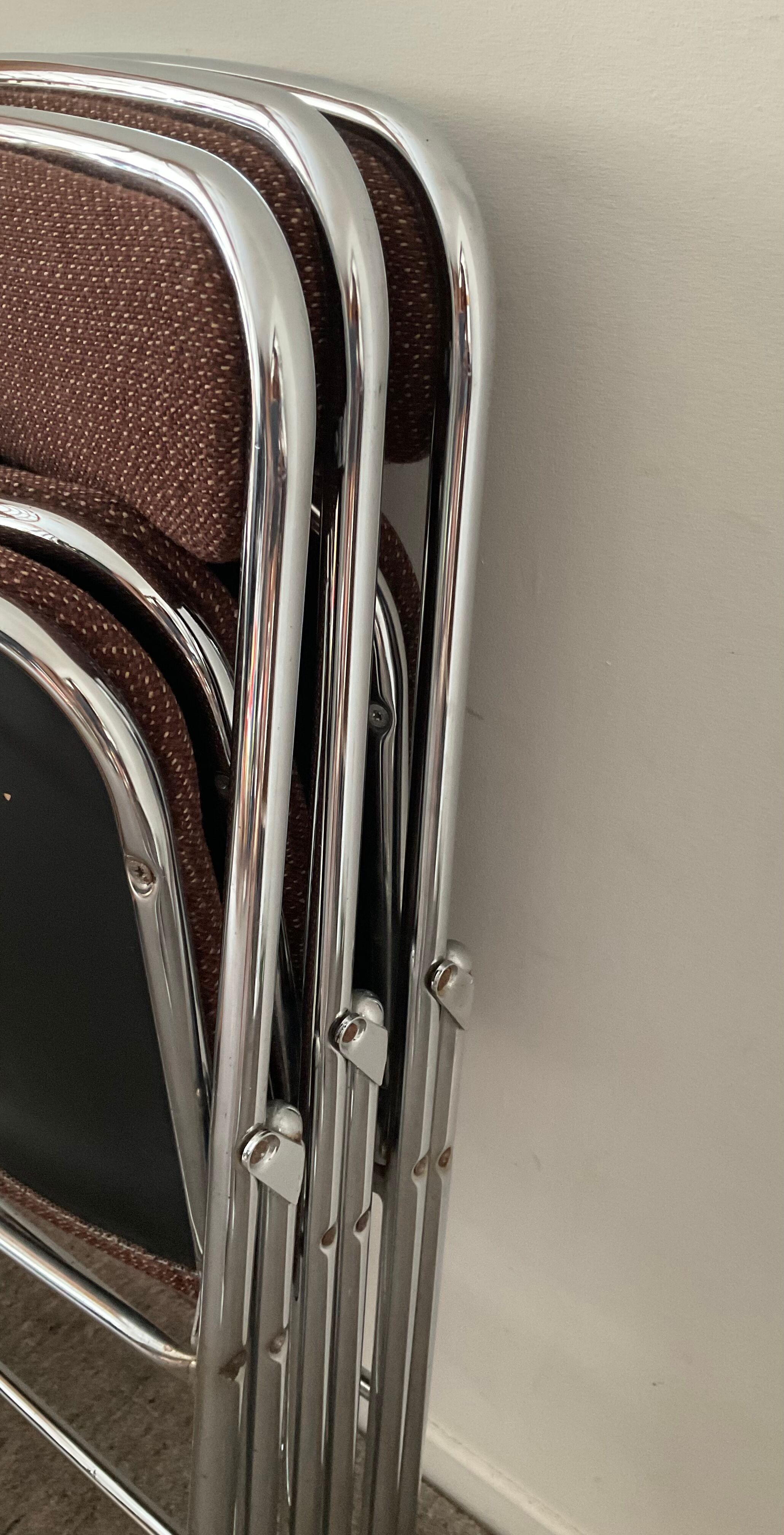 Série de 3 chaises pliantes Souvignet des années 70