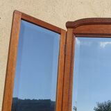 Ancien miroir triptyque en chêne