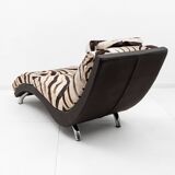 Italian Chaise Longue Cowhide with Zebra Pattern, 1980s
