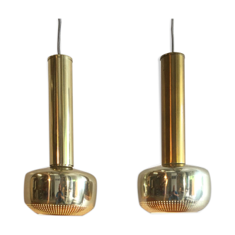 Pair of Guldpendel hanging lamps by Vilhelm Lauritzen for Louis Poulsen, Danish 1960s