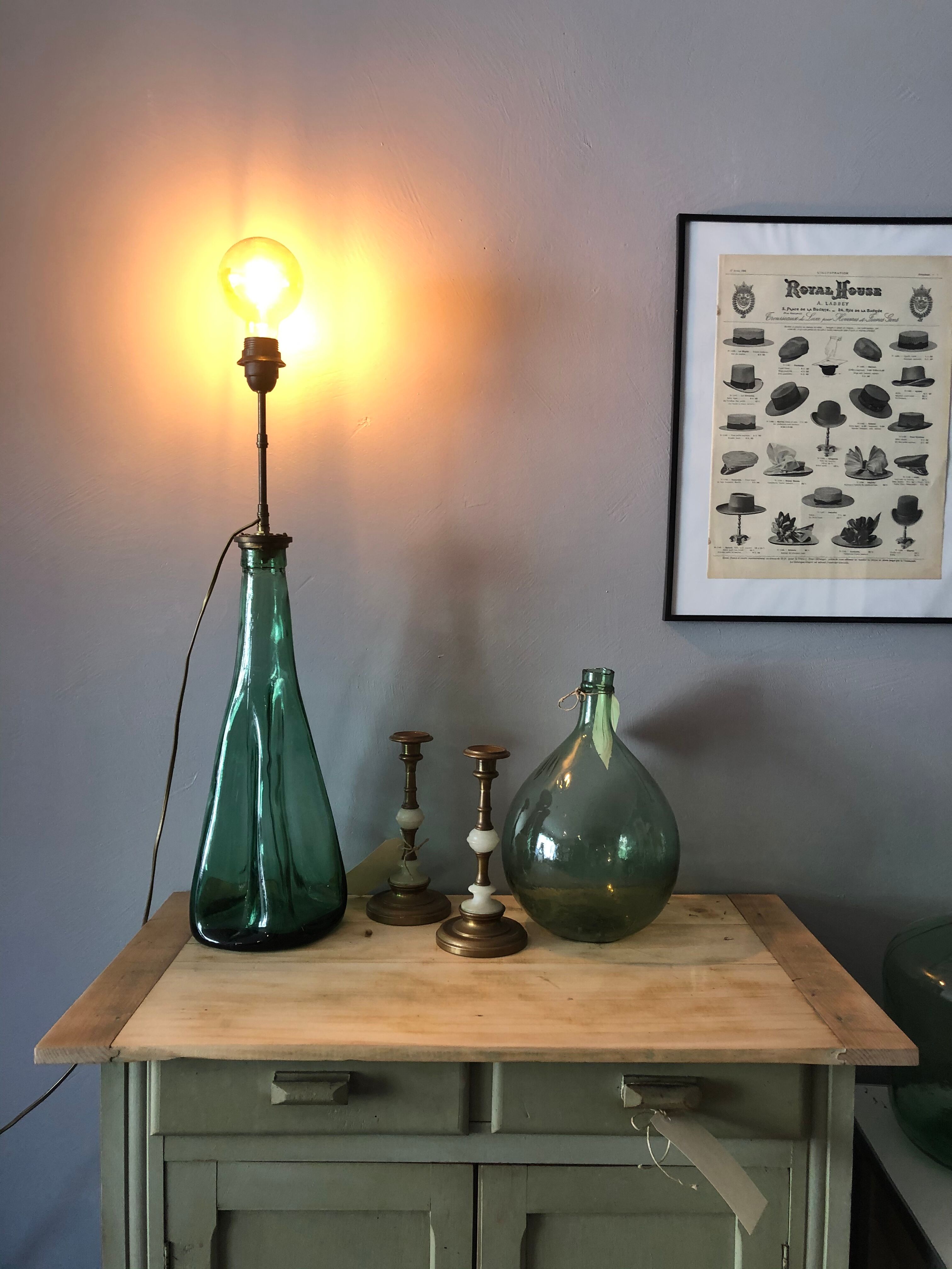 Vintage glass lamp foot