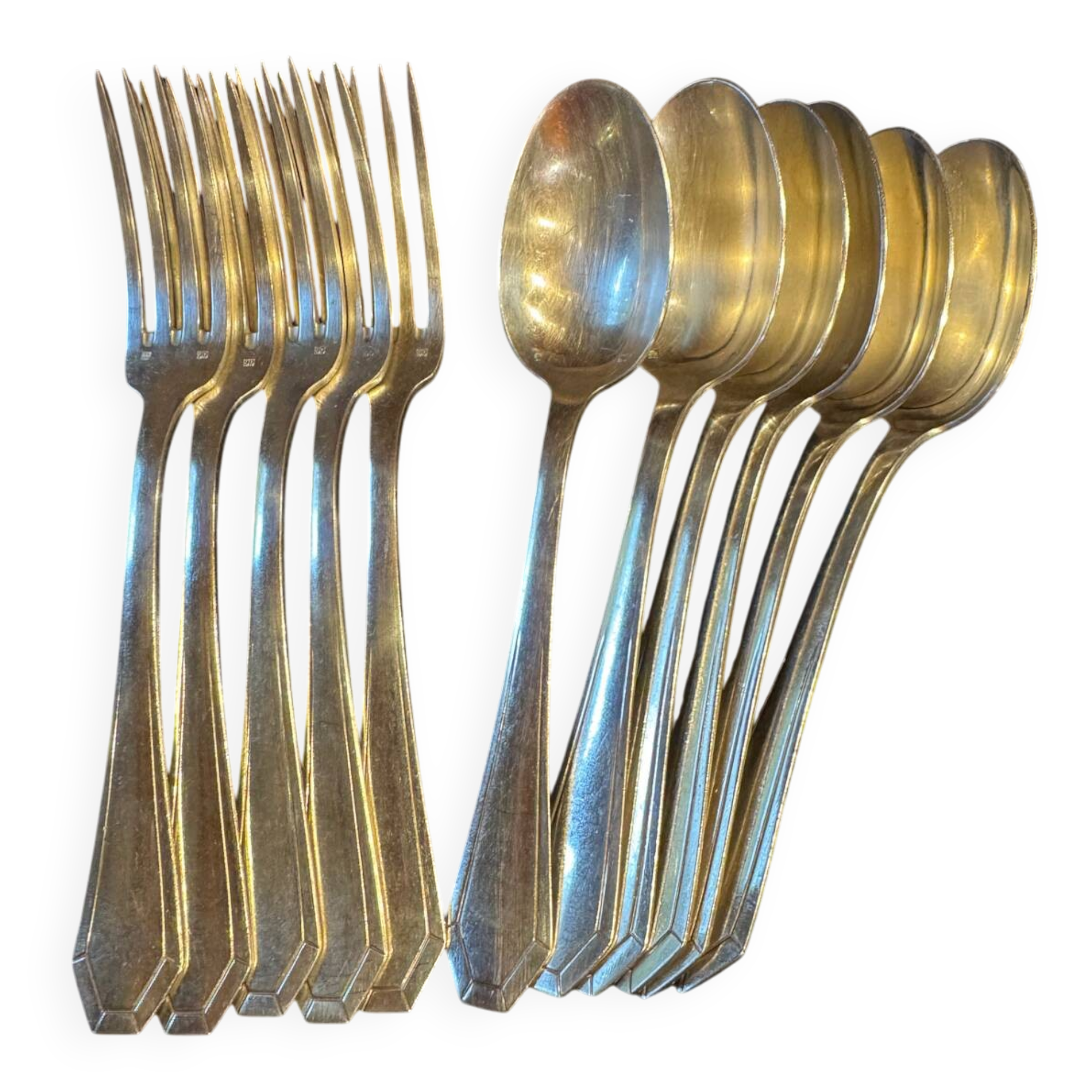 Set of 11 antique place settings – Saglier Frères & Cie, silversmiths in Paris