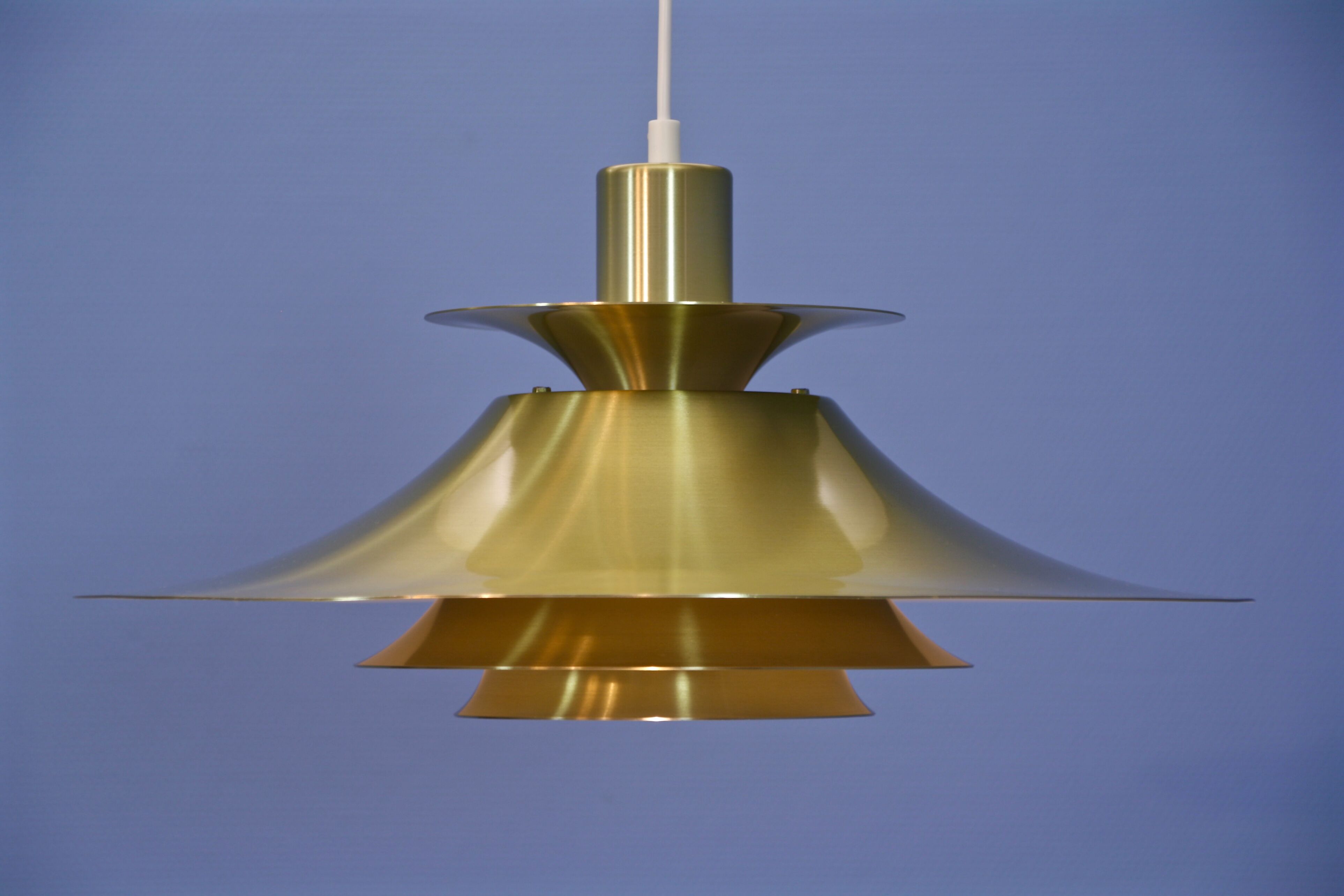 Danish hanging lamp in brass-coated aluminium, 1970s