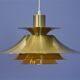 Danish hanging lamp in brass-coated aluminium, 1970s