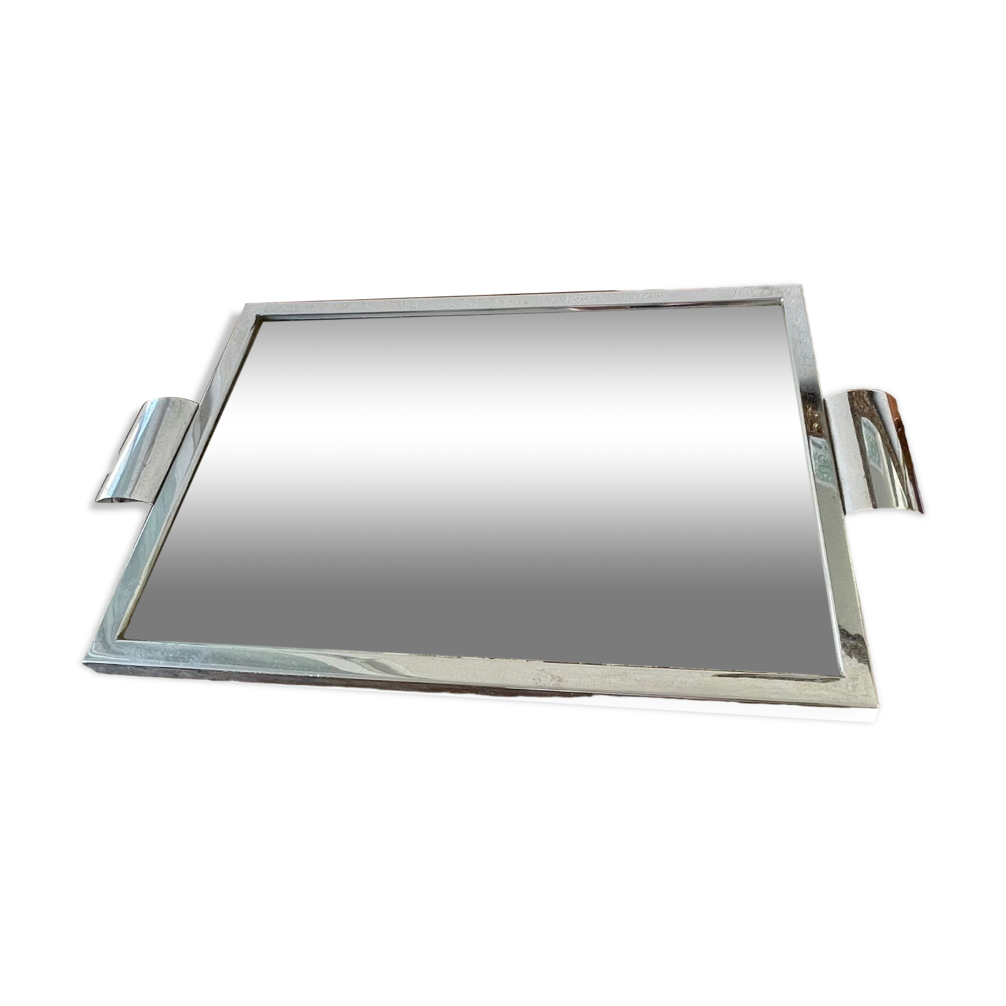 Grand plateau miroir d'époque Art déco, 1940 vintage