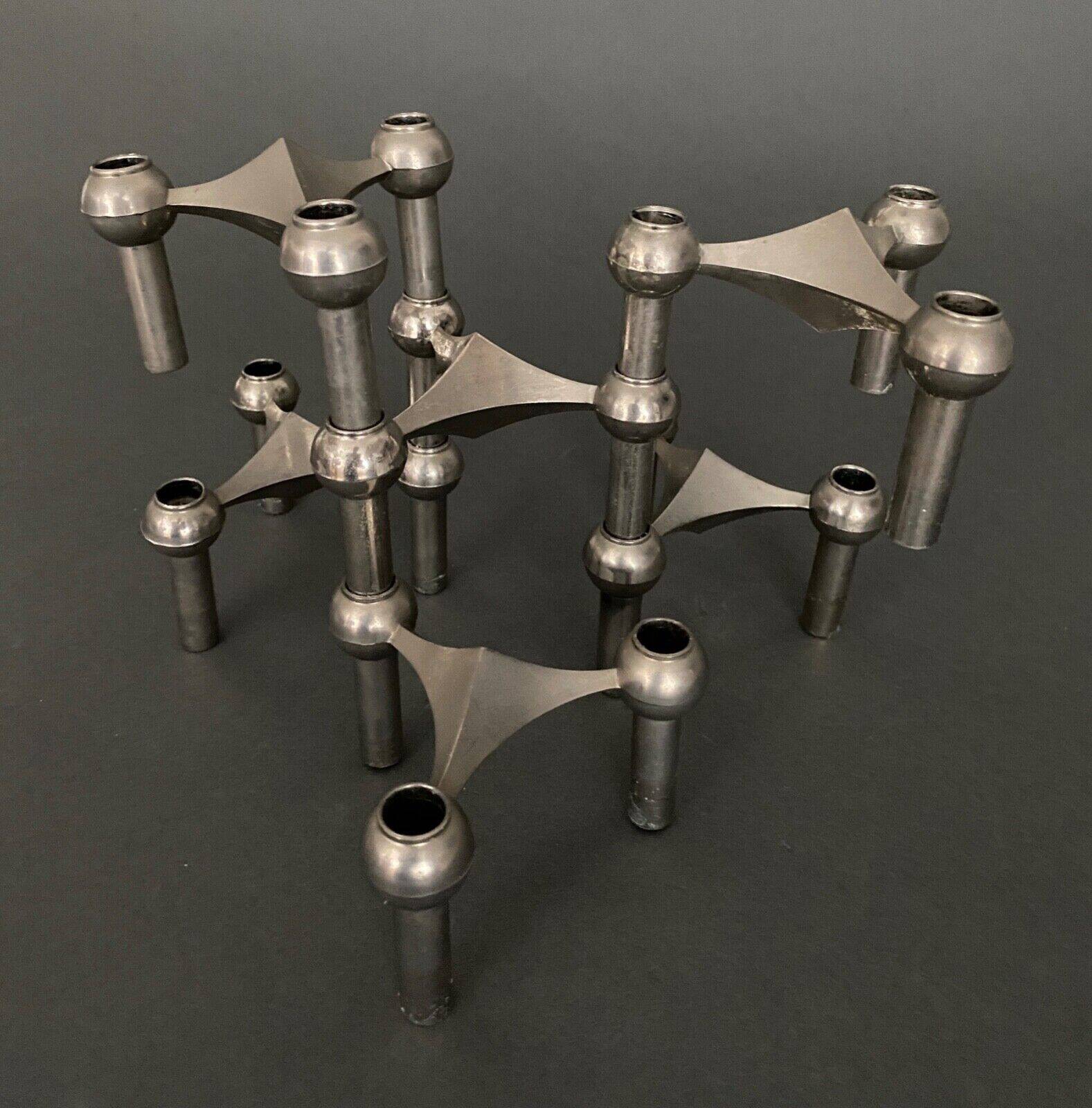 6 stackable metal candle holders by Nagel Konzept Fritz 1970