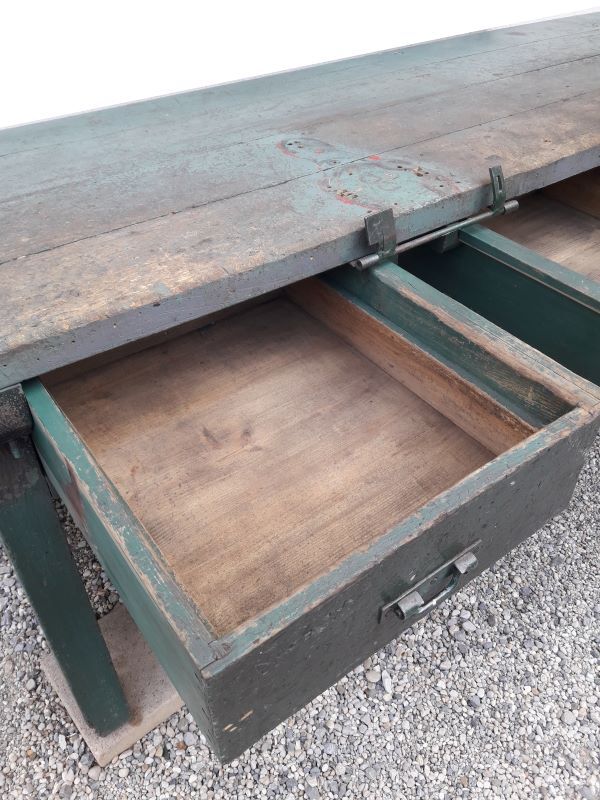 Établi industriel d'atelier 4m ancien