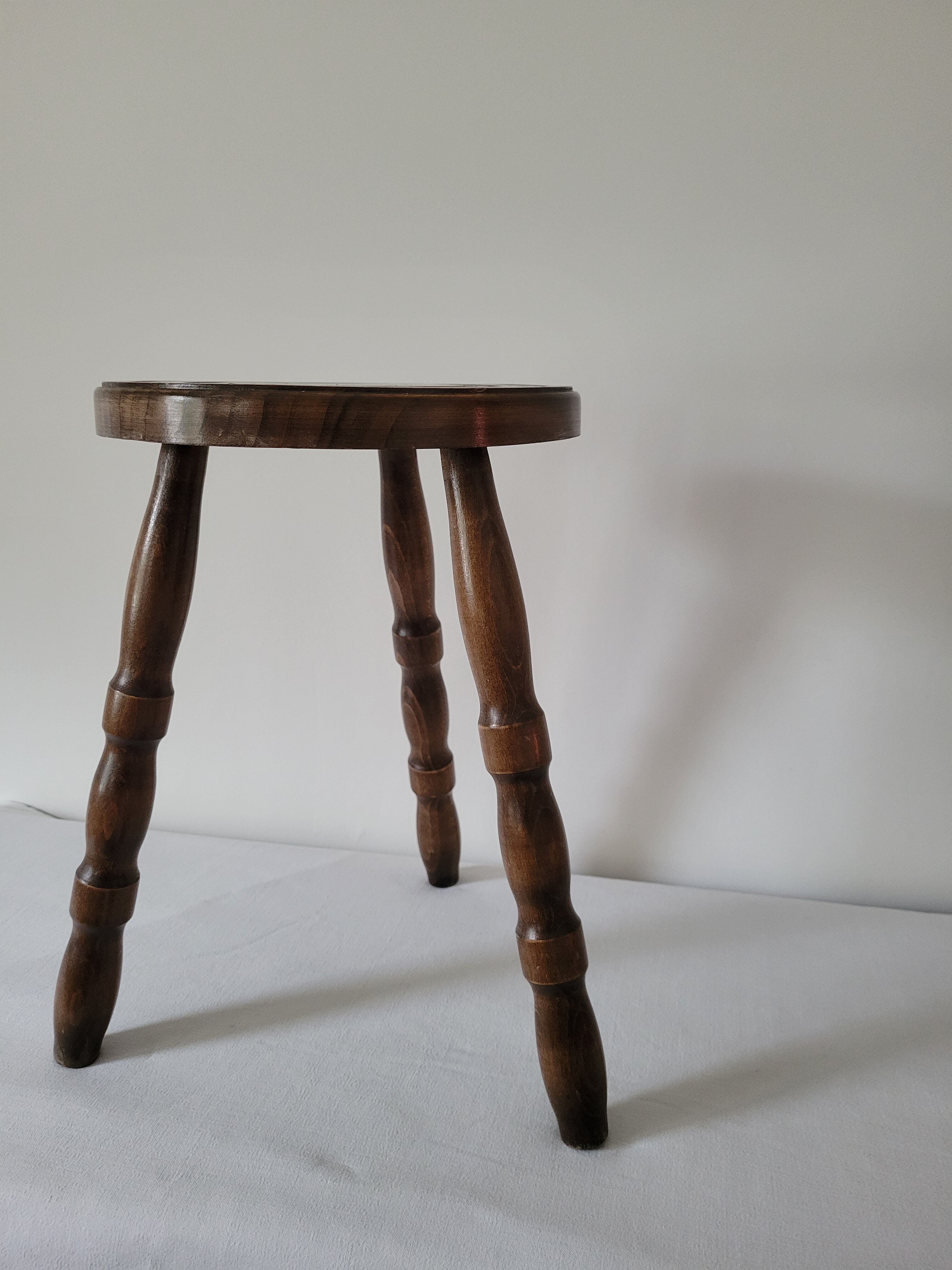 Brutalist stool in turned wood