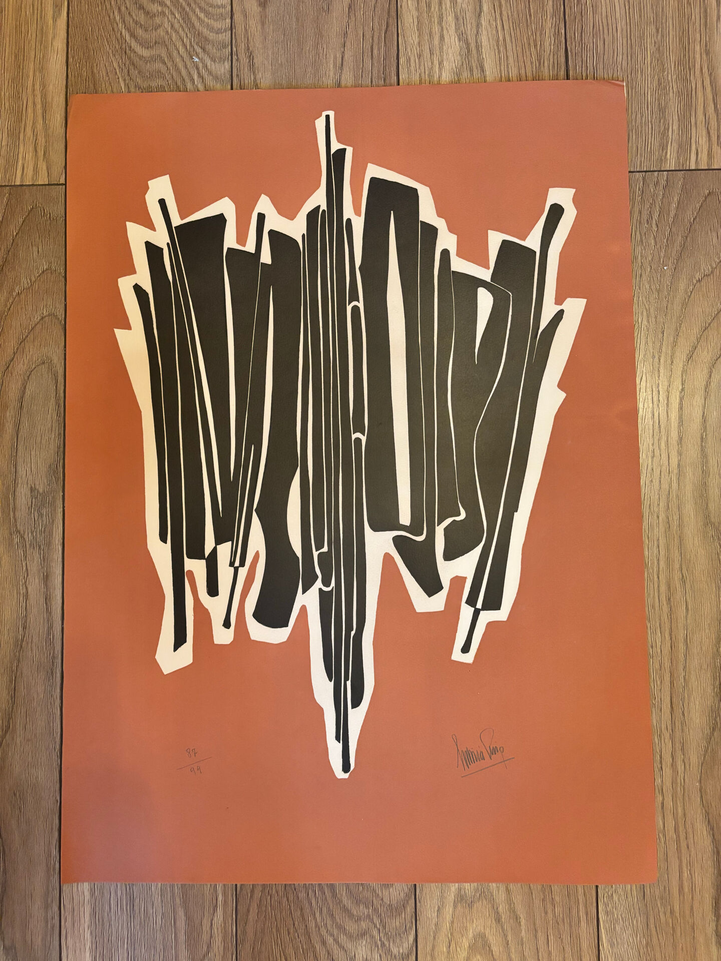 Original Abstract Lithograph Antonia Pino 1970. Signed Numbered 8
