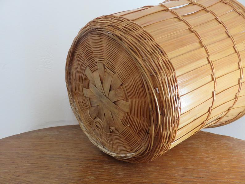 Cache pot en bambou rotin années 70