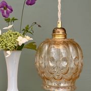 Vintage amber glass tulip pendant light