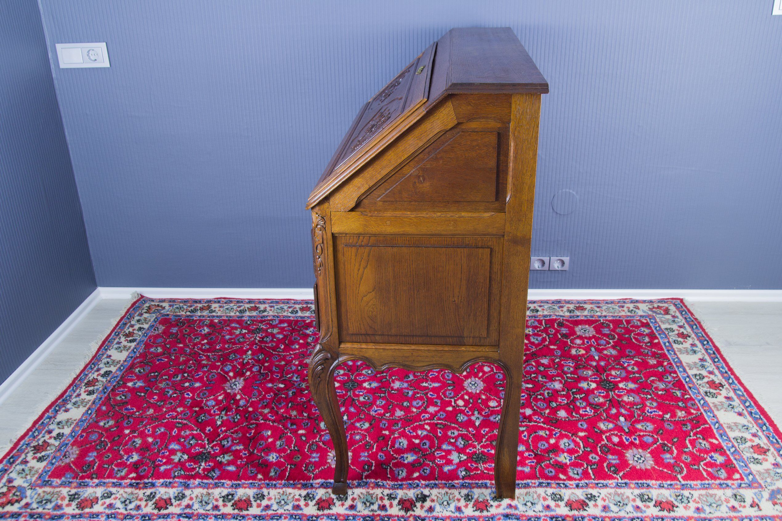 Louis XV style carved oak secretary 1930s
