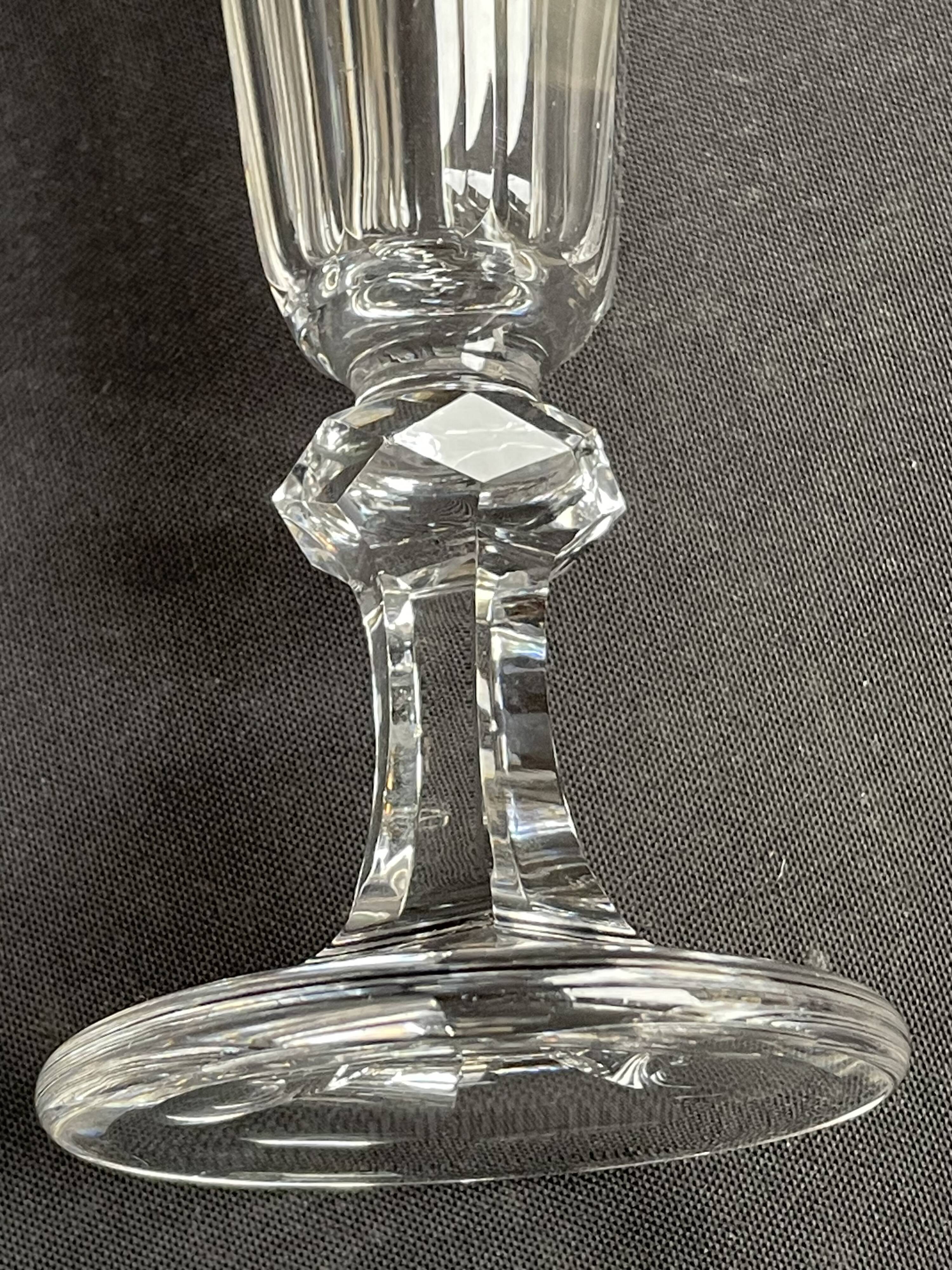 6 Baccarat/Saint Louis champagne flutes - 19th century