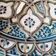 Vintage Moroccan plate in ceramic with filigree of alpaca and bone.
