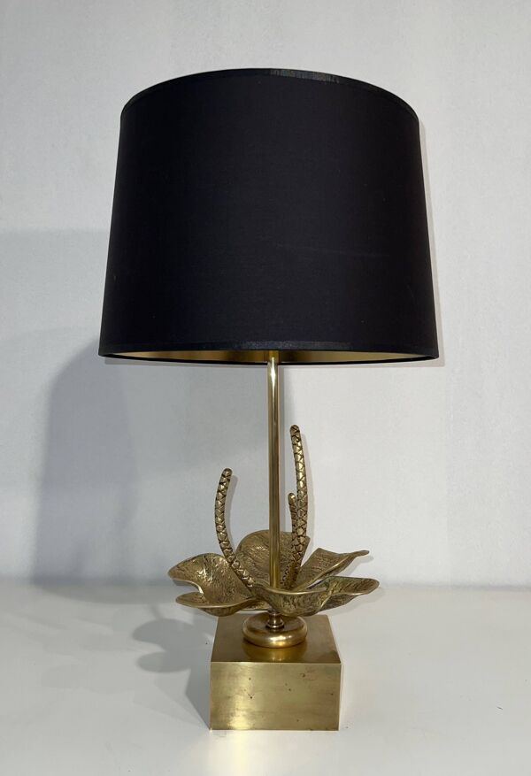 Lampe nénuphar Lilly en bronze et laiton attribuée à la Maison Charles. Vers 1970