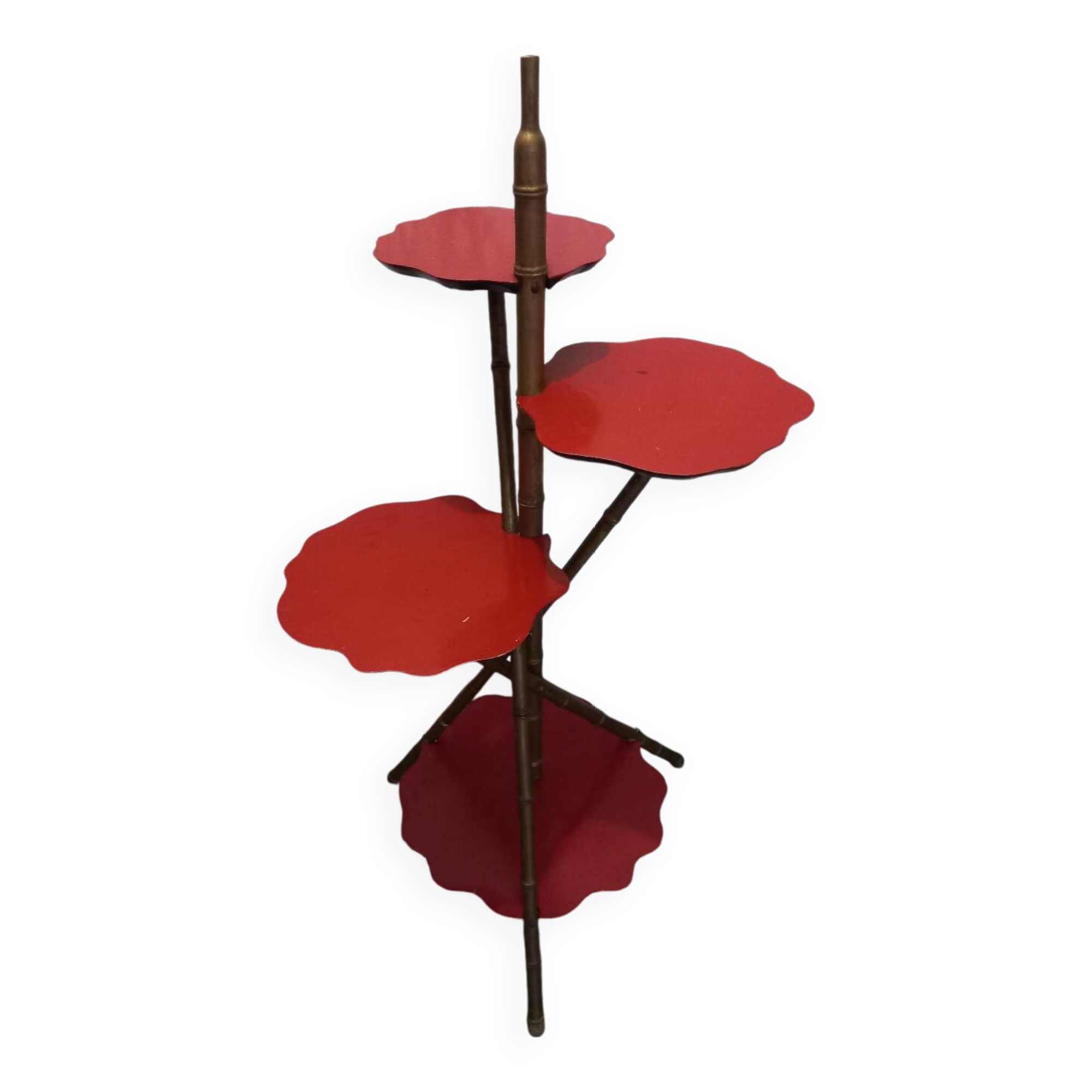 Wooden stool, bamboo legs