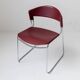 Chaise de salle à manger vintage des années 1980 par Paolo Favaretto pour Assisa, empilable, design Italie 1986 - chrome et plastique rouge - classique du design
