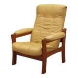 Fauteuil en cuir jaune, design danois, années 1960, production : Danemark