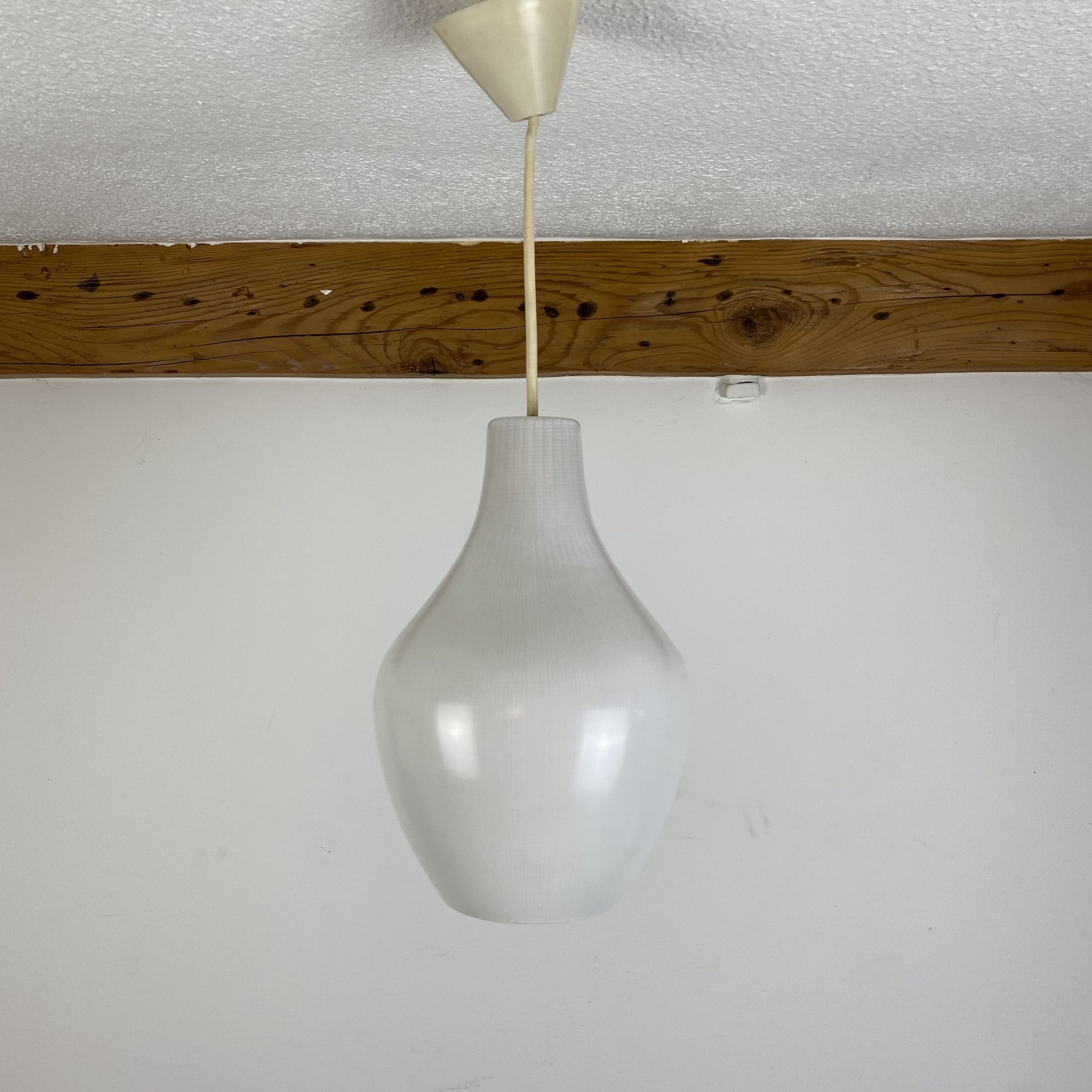 Scandinavian opaline pendant lamp drop 60s