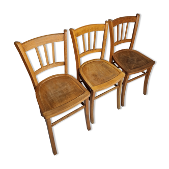 Ensemble de trois chaises bistrot vintage "Luterma", années 40/50