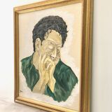 Oil on wood painting male portrait