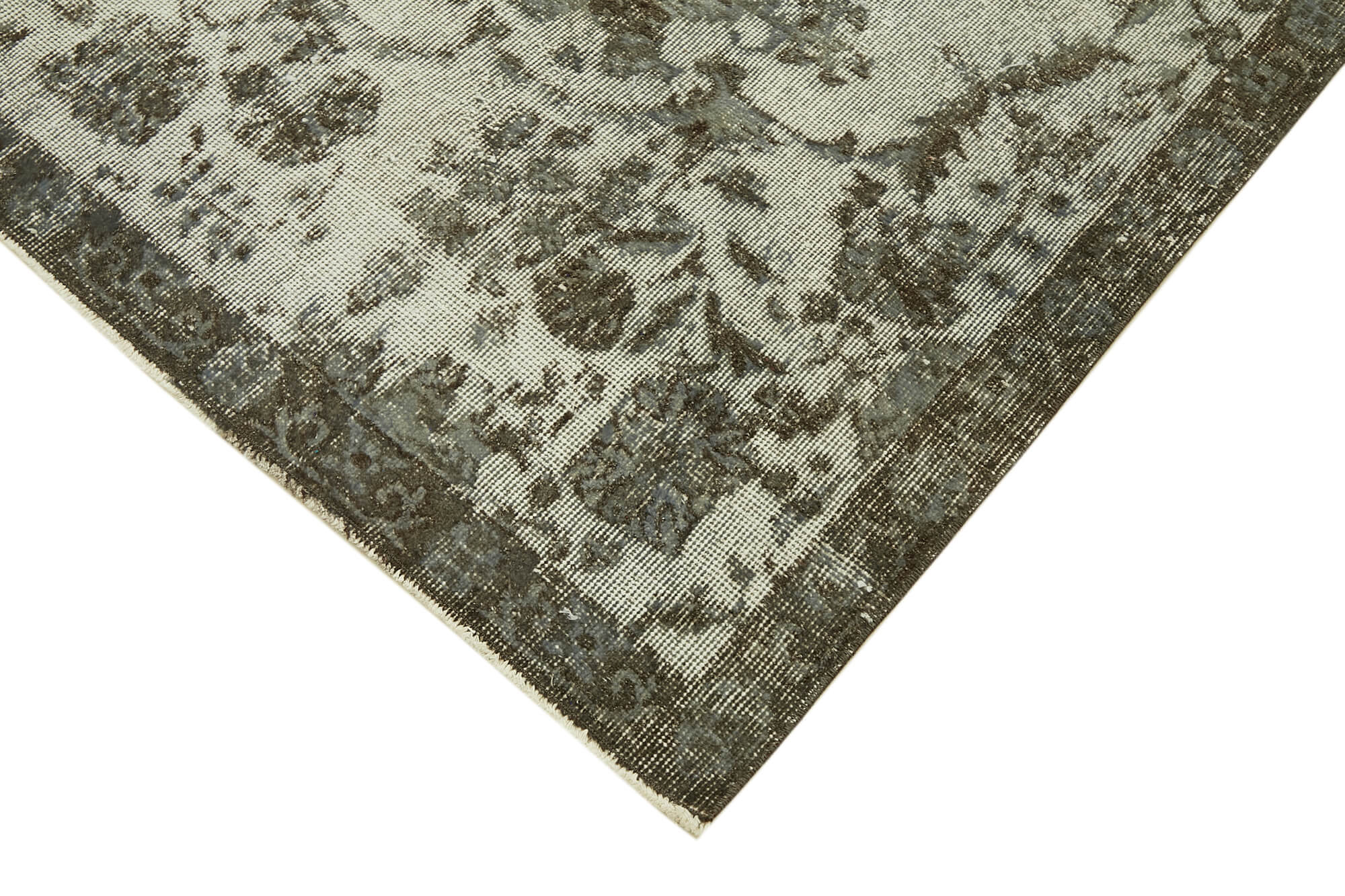Handmade hi-low pile oriental grey rug, 1980s, 206 cm x 297 cm