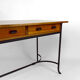 Bureau moderniste en merisier et fer forgé, circa 1980