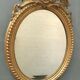 Oval mirror with wooden pediment and gilded stucco oval ice beveled Napoleon III - 80x120cm