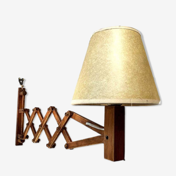 Scandinavian accordion wall lamp in teak, 1960