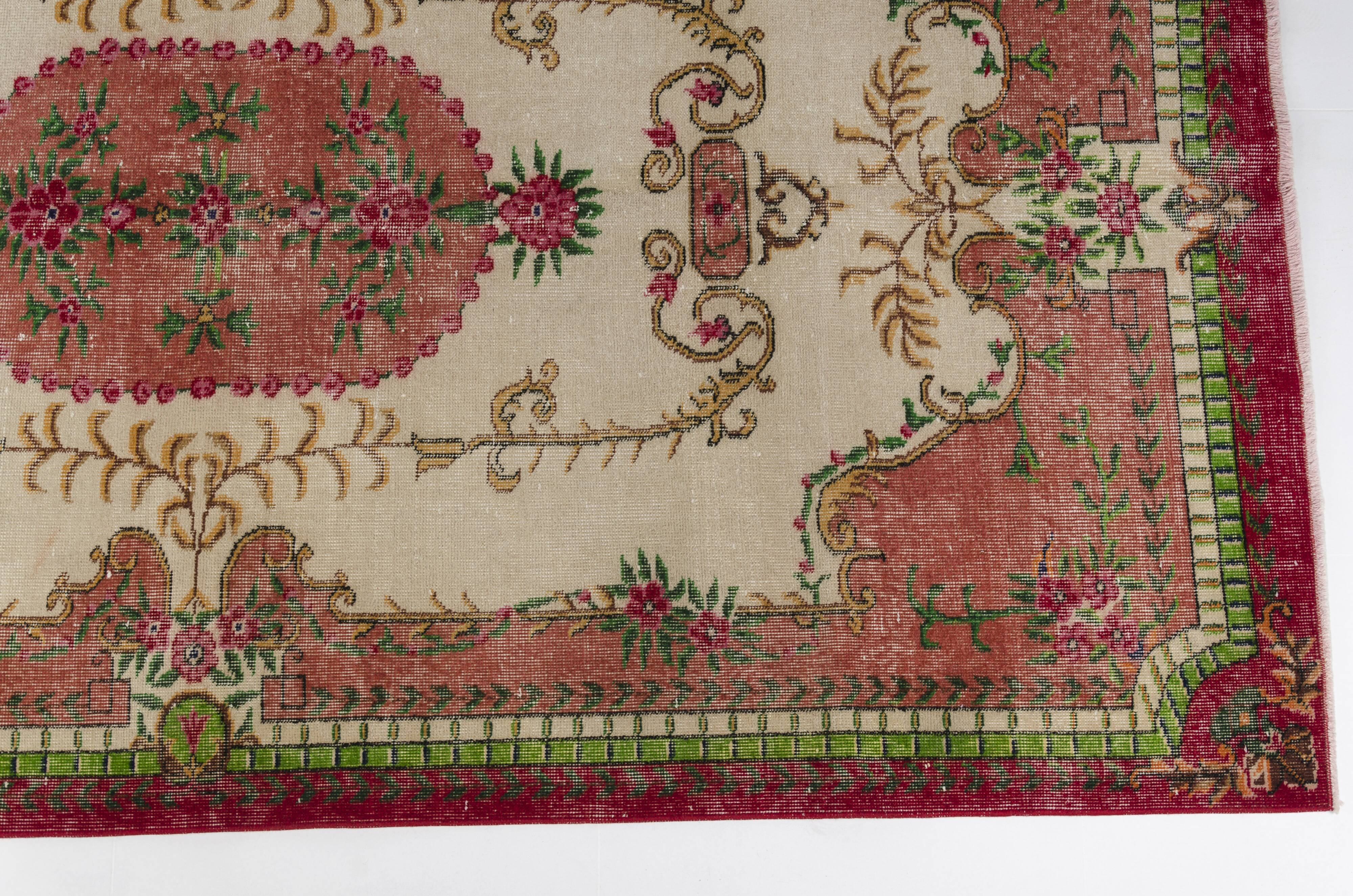 Flower Design Oushak Turkish Floral Rug SKU 2645