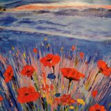 Blue poppy painting