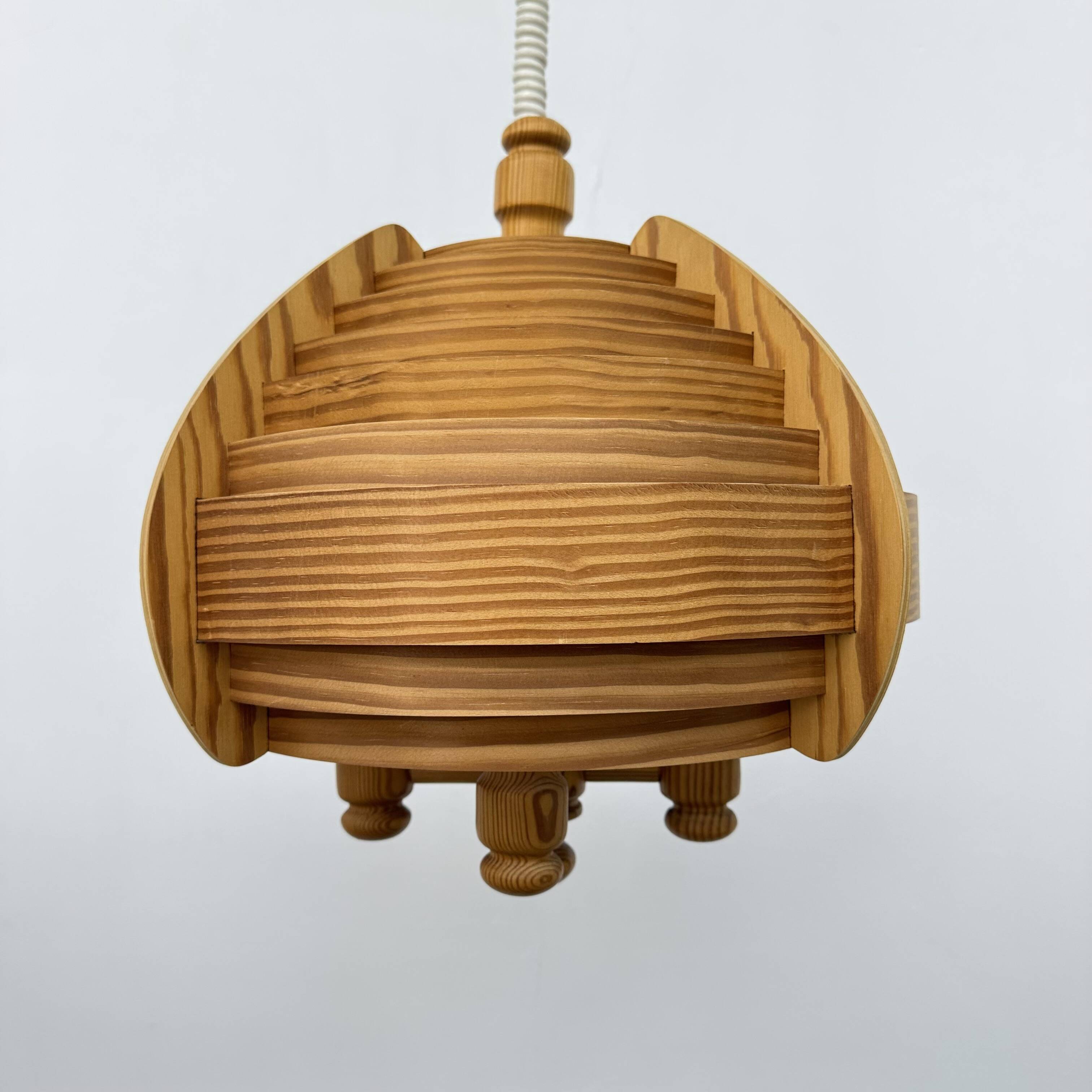 Vintage swedish Hans Agne Jackobsson lamella hanging lamp , 1970s