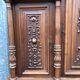 Antique Henri II style solid walnut sideboard with 6 doors and 2 drawers