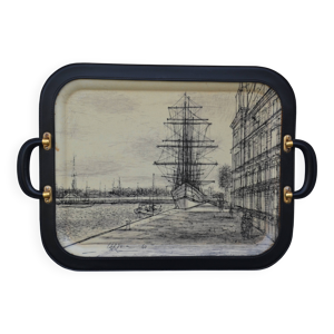 Grand plateau cuir et - fibre