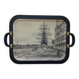 Large leather and fiberglass tray Manufacture Manover